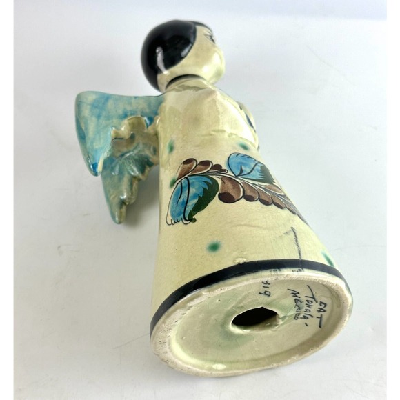Tonala Mexican Pottery Praying Angel Candlestick Holder - Vintage Folk Art - Picture 7 of 14